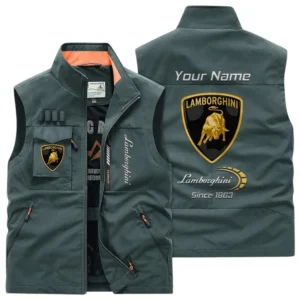 Lamborghini Multi Pocket Vest Sleeveless Men Outdoor Vest Lightweight Custom Name TN170425Y39MPVCT1LAM