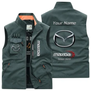 Mazda Multi Pocket Vest Sleeveless Men Outdoor Vest Lightweight Custom Name TN170425Y39MPVCT1MAZ