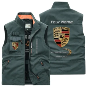 Porsche Multi Pocket Vest Sleeveless Men Outdoor Vest Lightweight Custom Name TN170425Y39MPVCT1POR
