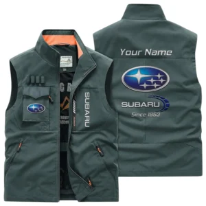 Subaru Multi Pocket Vest Sleeveless Men Outdoor Vest Lightweight Custom Name TN170425Y39MPVCT1SUB