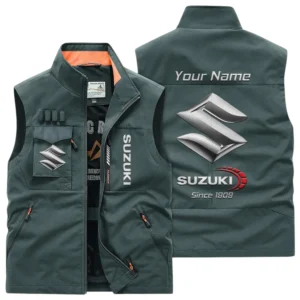 Suzuki Multi Pocket Vest Sleeveless Men Outdoor Vest Lightweight Custom Name TN170425Y39MPVCT1SUZ