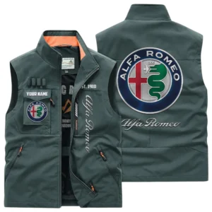 Alfa Romeo Multi Pocket Vest Sleeveless Men Outdoor Vest Lightweight Custom Name TN170425Y39MPVCT2ALR