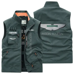 Aston Martin Multi Pocket Vest Sleeveless Men Outdoor Vest Lightweight Custom Name TN170425Y39MPVCT2ASM