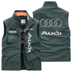 Audi Multi Pocket Vest Sleeveless Men Outdoor Vest Lightweight Custom Name TN170425Y39MPVCT2AUD