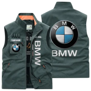 BMW Multi Pocket Vest Sleeveless Men Outdoor Vest Lightweight Custom Name TN170425Y39MPVCT2BMW
