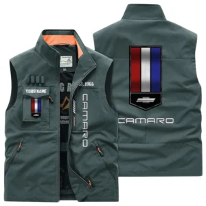 Chevrolet Camaro Multi Pocket Vest Sleeveless Men Outdoor Vest Lightweight Custom Name TN170425Y39MPVCT2CHC