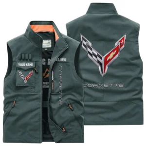 Chevrolet Corvette Multi Pocket Vest Sleeveless Men Outdoor Vest Lightweight Custom Name TN170425Y39MPVCT2COR
