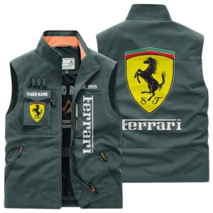 Ferrari Multi Pocket Vest Sleeveless Men Outdoor Vest Lightweight Custom Name TN170425Y39MPVCT2FER