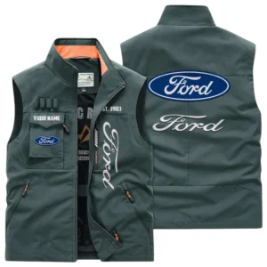 Ford Multi Pocket Vest Sleeveless Men Outdoor Vest Lightweight Custom Name TN170425Y39MPVCT2FOR