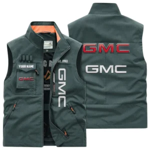 GMC Car Multi Pocket Vest Sleeveless Men Outdoor Vest Lightweight Custom Name TN170425Y39MPVCT2GMC