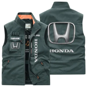 Honda Multi Pocket Vest Sleeveless Men Outdoor Vest Lightweight Custom Name TN170425Y39MPVCT2HON