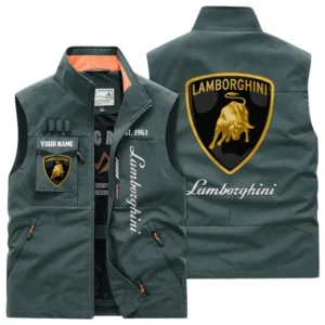 Lamborghini Multi Pocket Vest Sleeveless Men Outdoor Vest Lightweight Custom Name TN170425Y39MPVCT2LAM