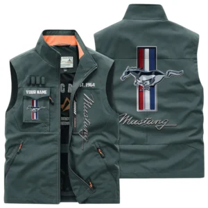 Ford Mustang Multi Pocket Vest Sleeveless Men Outdoor Vest Lightweight Custom Name TN170425Y39MPVCT2MUS