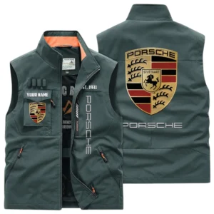 Porsche Multi Pocket Vest Sleeveless Men Outdoor Vest Lightweight Custom Name TN170425Y39MPVCT2POR