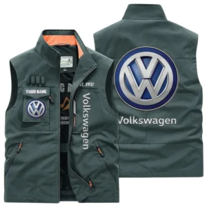 Volkswagen Multi Pocket Vest Sleeveless Men Outdoor Vest Lightweight Custom Name TN170425Y39MPVCT2VOL