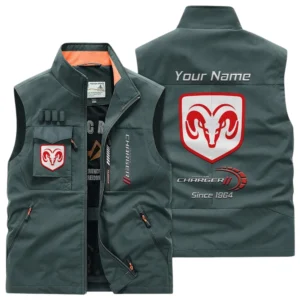 Dodge Charger Multi Pocket Vest Sleeveless Men Outdoor Vest Lightweight Custom Name TN170425Y39MPVCT3DOD