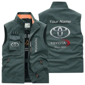Toyota Multi Pocket Vest Sleeveless Men Outdoor Vest Lightweight Custom Name TN170425Y39MPVCT3TOY
