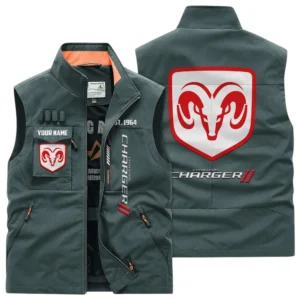 Dodge Charger Multi Pocket Vest Sleeveless Men Outdoor Vest Lightweight Custom Name TN170425Y39MPVCT4DOD