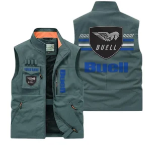 Buell Motorcycles Multi Pocket Vest Sleeveless Men Outdoor Vest Lightweight Custom Name TN190425Y39MPVCT1BUM