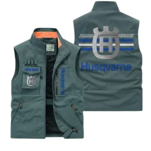 Husqvarna Multi Pocket Vest Sleeveless Men Outdoor Vest Lightweight Custom Name For TN190425Y39MPVCT1HUMFans