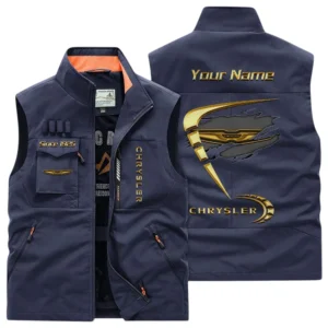 Chrysler Multi Pocket Vest Sleeveless-Men Outdoor Vest Lightweight, Custom Name For Fans TN220425Y39MPVCT1CHR