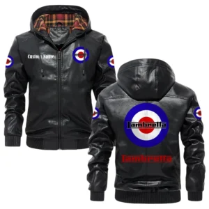 Lambretta Exclusive Logo Hooded Jacket PU Leather x Durable Windproof Warm Soft Checkered Lining, Custom Name HG010425Y47JHLCT1LBA