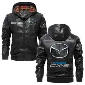 Mazda Cx5 Exclusive Logo Hooded Jacket PU Leather x Durable Windproof Warm Soft Checkered Lining, Custom Name HG010425Y47JHLCT1MAZ