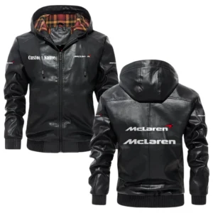 McLaren Automotive Exclusive Logo Hooded Jacket PU Leather x Durable Windproof Warm Soft Checkered Lining, Custom Name HG010425Y47JHLCT1MCL