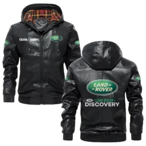 Land Rover Discovery Exclusive Logo Hooded Jacket PU Leather x Durable Windproof Warm Soft Checkered Lining, Custom Name HG010425Y47JHLCT2LAR