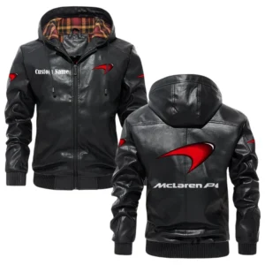 McLaren Exclusive Logo Hooded Jacket PU Leather x Durable Windproof Warm Soft Checkered Lining, Custom Name HG010425Y47JHLCT2MCL