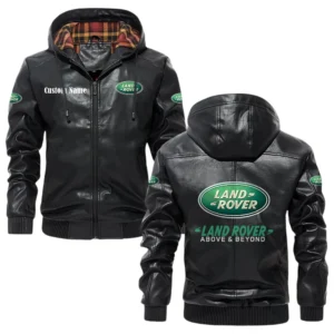 Land Rover Exclusive Logo Hooded Jacket PU Leather x Durable Windproof Warm Soft Checkered Lining, Custom Name HG010425Y47JHLCT3LAR