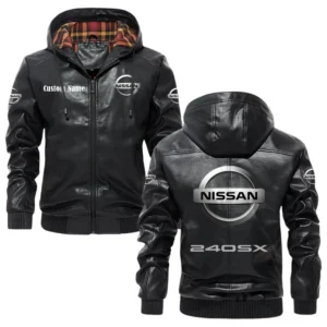 Nissan 240sx Exclusive Logo Hooded Jacket PU Leather x Durable Windproof Warm Soft Checkered Lining, Custom Name HG030425Y47JHLCT1NIS