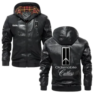 Oldsmobile Cutlass Exclusive Logo Hooded Jacket PU Leather x Durable Windproof Warm Soft Checkered Lining, Custom Name HG030425Y47JHLCT1OLC