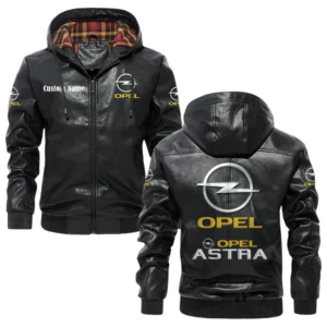 Opel Astra Exclusive Logo Hooded Jacket PU Leather x Durable Windproof Warm Soft Checkered Lining, Custom Name HG030425Y47JHLCT1OPE