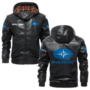 Polaris Exclusive Logo Hooded Jacket PU Leather x Durable Windproof Warm Soft Checkered Lining, Custom Name HG030425Y47JHLCT1POL