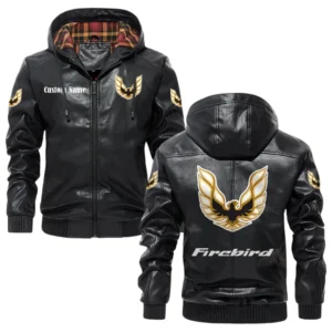 Pontiac Firebird Exclusive Logo Hooded Jacket PU Leather x Durable Windproof Warm Soft Checkered Lining, Custom Name HG030425Y47JHLCT2FIP
