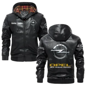 Opel Exclusive Logo Hooded Jacket PU Leather x Durable Windproof Warm Soft Checkered Lining, Custom Name HG030425Y47JHLCT2OPE