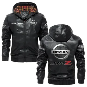 Nissan 370z Exclusive Logo Hooded Jacket PU Leather x Durable Windproof Warm Soft Checkered Lining, Custom Name HG030425Y47JHLCT4NIS