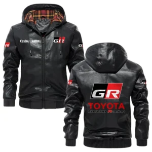 Toyota Gazoo Racing Exclusive Logo Hooded Jacket PU Leather x Durable Windproof Warm Soft Checkered Lining, Custom Name HG040425Y47JHLCT1TGR