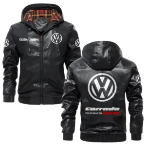 Volkswagen Corrado G60 Exclusive Logo Hooded Jacket PU Leather x Durable Windproof Warm Soft Checkered Lining, Custom Name HG040425Y47JHLCT1VOL