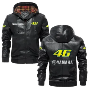Yamaha 46 Hooded Jacket PU Leather x Durable Windproof Warm Soft Checkered Lining, Custom Name HG040425Y47JHLCT1YMH