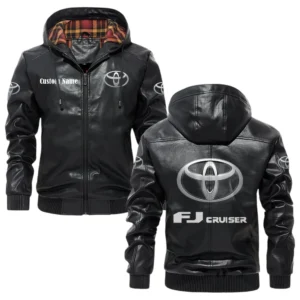 Toyota Fj Cruiser Exclusive Logo Hooded Jacket PU Leather x Durable Windproof Warm Soft Checkered Lining, Custom Name HG040425Y47JHLCT3TOY