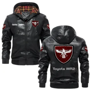 Toyota MR2 Exclusive Logo Hooded Jacket PU Leather x Durable Windproof Warm Soft Checkered Lining, Custom Name HG040425Y47JHLCT6TOY