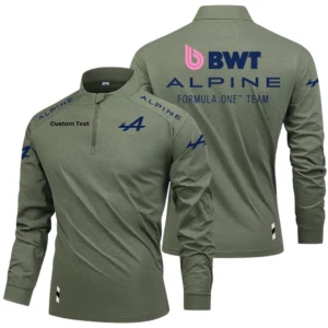 Alpine F1 Team Racing Limited 2025 Long Sleeve Shirt, Stand Collar Quarter Zip-up Custom Name HIDI040425Y49LMT05AF1