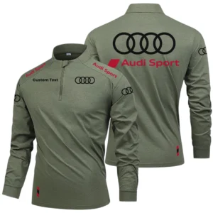 Audi Sport Racing Limited 2025 Long Sleeve Shirt, Stand Collar Quarter Zip-up Custom Name HIDI040425Y49LMT05AUS