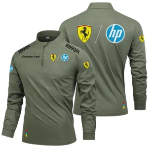 Scuderia Ferrari HP Racing Limited 2025 Long Sleeve Shirt, Stand Collar Quarter Zip-up Custom Name HIDI040425Y49LMT05FHP