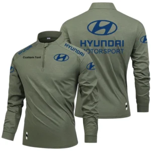 Hyundai Motorsport Racing Long Sleeve Shirt, Stand Collar Quarter Zip-up Custom Name HIDI040425Y49LMT05HYM