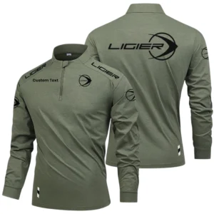 Ligier Automotive Racing Long Sleeve Shirt, Stand Collar Quarter Zip-up Custom Name HIDI040425Y49LMT05LIA