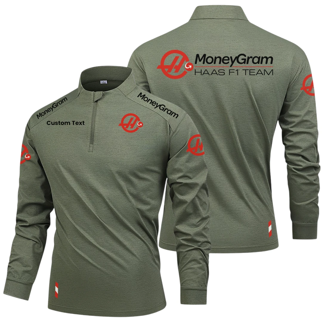 MoneyGram Haas F1 Team Racing Long Sleeve Shirt, Stand Collar Quarter Zip-up Custom Name HIDI040425Y49LMT05MGH MoneyGram Haas F1 Team Racing Long Sleeve Shirt, Stand Collar Quarter Zip-up Custom Name HIDI040425Y49LMT05MGH