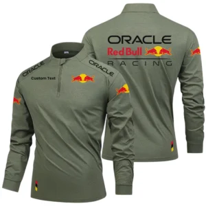 Oracle Red Bull Racing Long Sleeve Shirt, Stand Collar Quarter Zip-up Custom Name HIDI040425Y49LMT05ORR